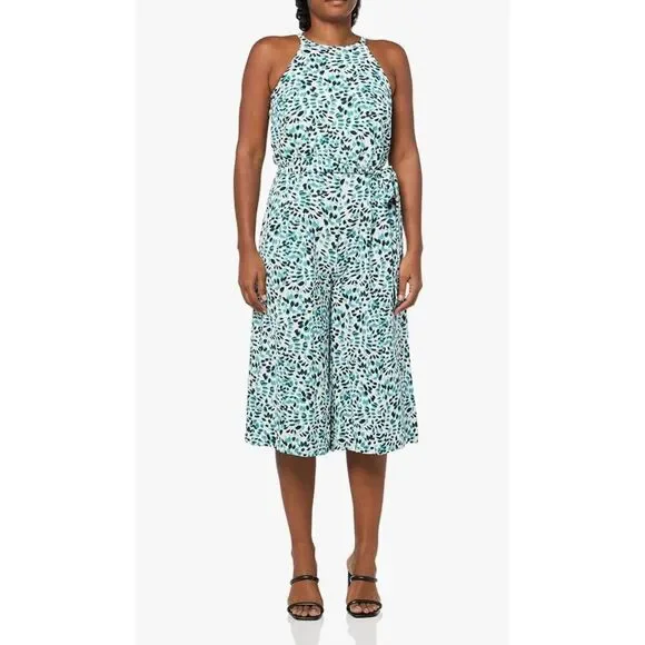 Vince Camuto Sleeveless High Neck Tie Waist Capri Jumpsuit 4 - Picture 2 of 16